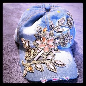 Embellished Denim Hat